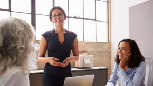 A group of leaders discusses how to build leadership capacity within their organizations.
